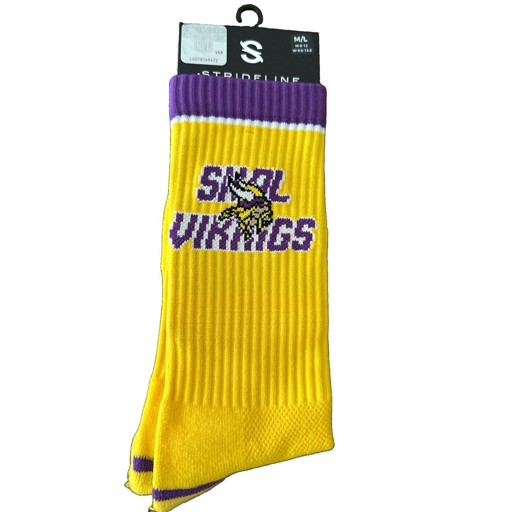 Strideline Minnesota Vikings NFL Crew Socks, Size M/L